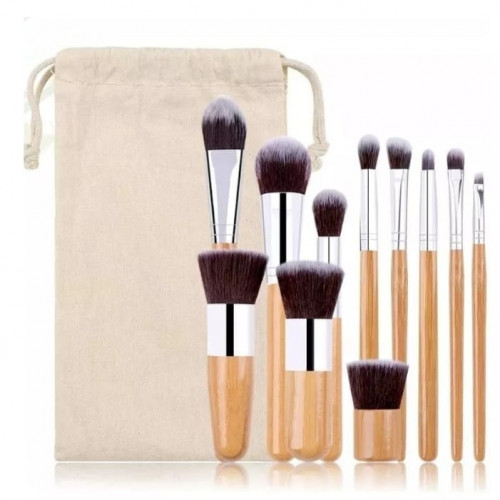 Set brochas de maquillaje por 11 Piezas de bambú